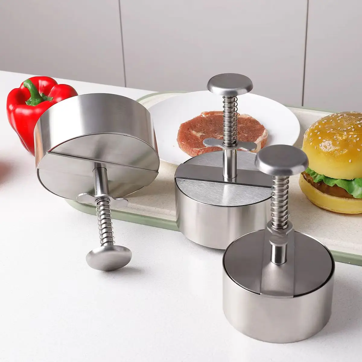 304 Stainless Steel Hamburger  - Meat Patty Maker Press Manual ulasan dan harga